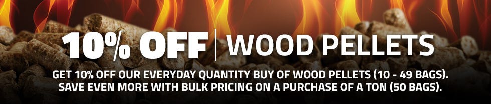 Get 10 percent off when you buy 10-49 bags of wood pellets