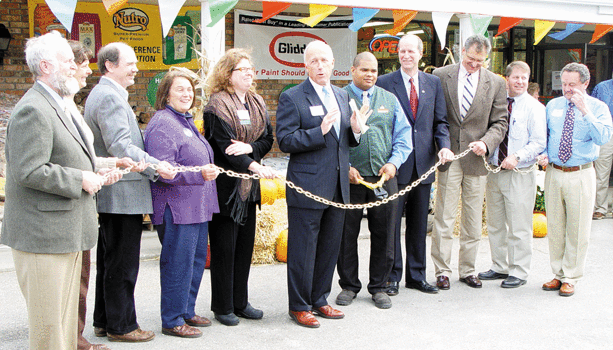 Grand Openings always had the cutting of the chain. Here William E. Aubuchon III is giving a speach at our Shelburne, VT Grand Opening.