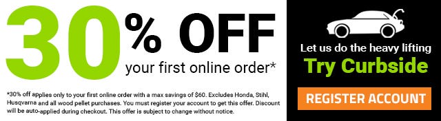 Get 30 percent off your first online order. Max savings $60. Some exclusions apply.
